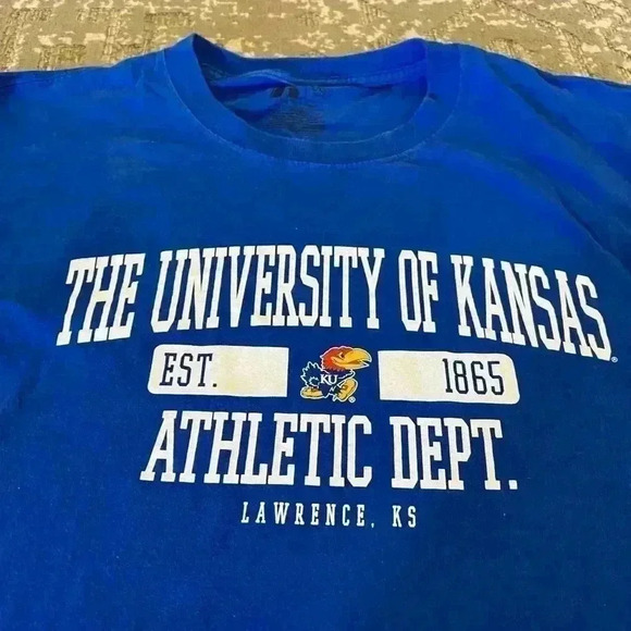 Kansas Jayhawks Russell Long Sleeve Shirt Size Large color Blue - Picture 2 of 5